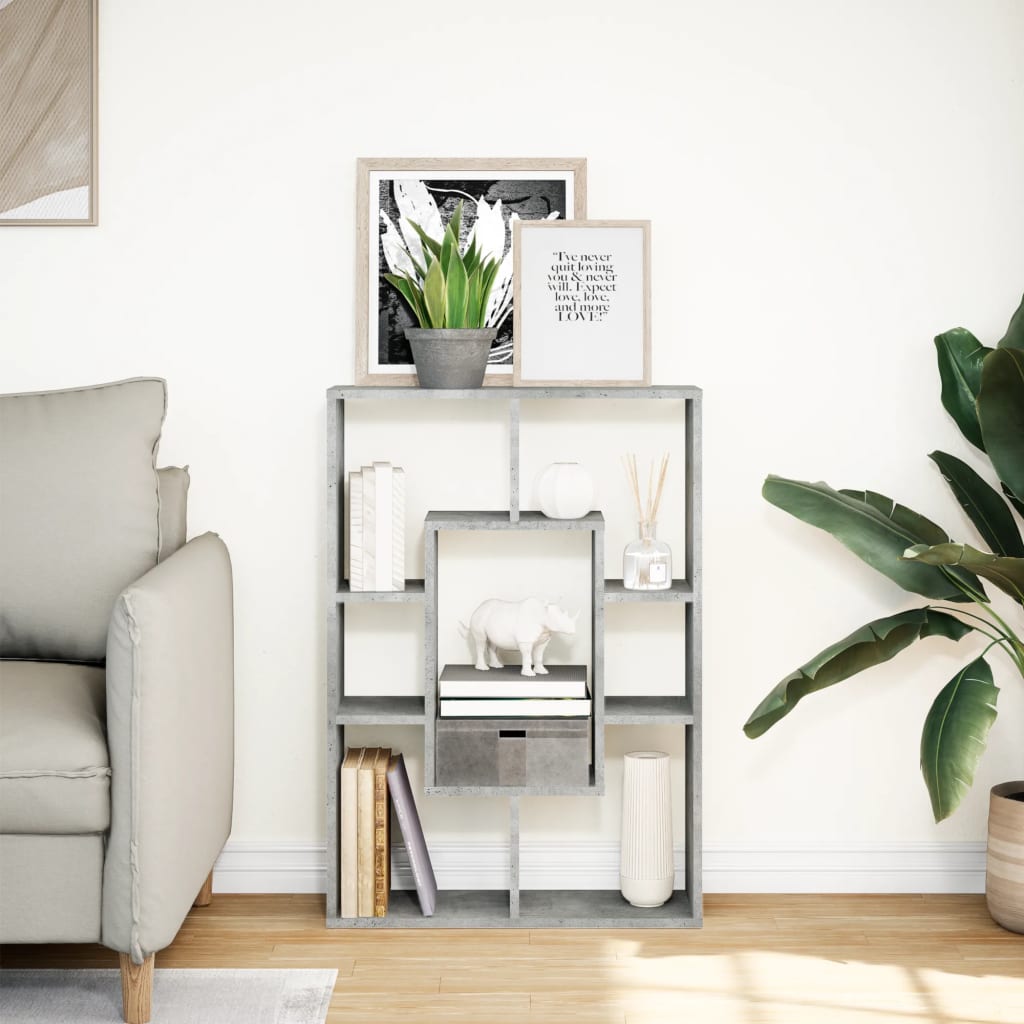 vidaXL Bibliothèque gris béton 63x20x90 cm Bois d'ingénierie
