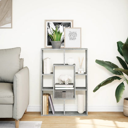 vidaXL Bibliothèque gris béton 63x20x90 cm Bois d'ingénierie