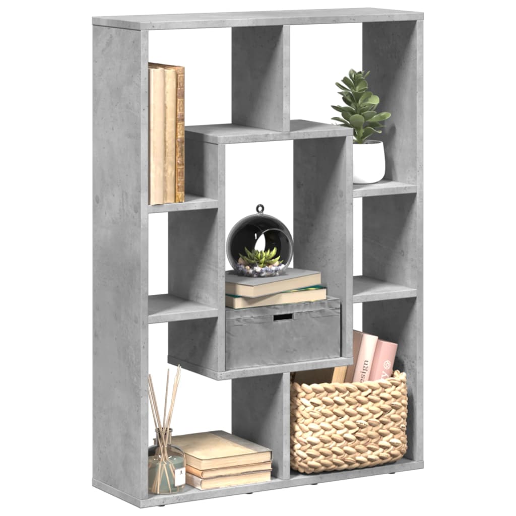 vidaXL Bibliothèque gris béton 63x20x90 cm Bois d'ingénierie