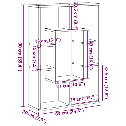 vidaXL Bücherregal Räuchereiche 63x20x90 cm Holzwerkstoff
