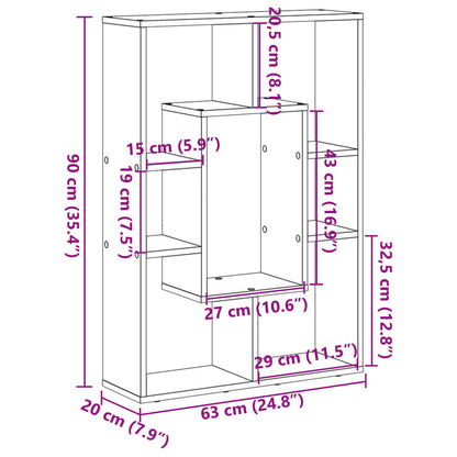 vidaXL Bücherregal Grau Sonoma 63x20x90 cm Holzwerkstoff