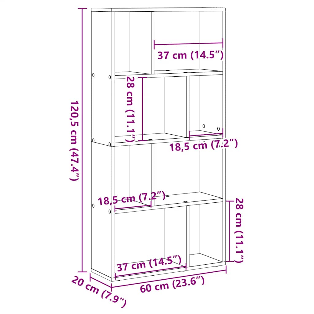 Bücherregal Räuchereiche 60x20x120,5 cm Holzwerkstoff