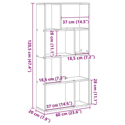 vidaXL Bücherregal Grau Sonoma 60x20x120,5 cm Holzwerkstoff