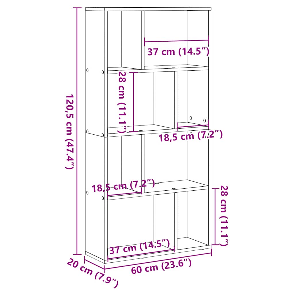 Bücherregal Braun Eichen-Optik 60x20x120,5 cm Holzwerkstoff