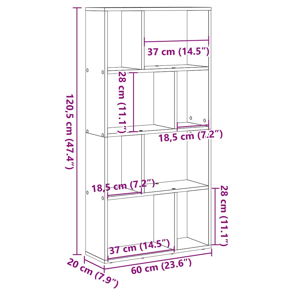 vidaXL Étagère à livres aspect bois de récupération 60x20x120,5 cm Bois d'ingénierie