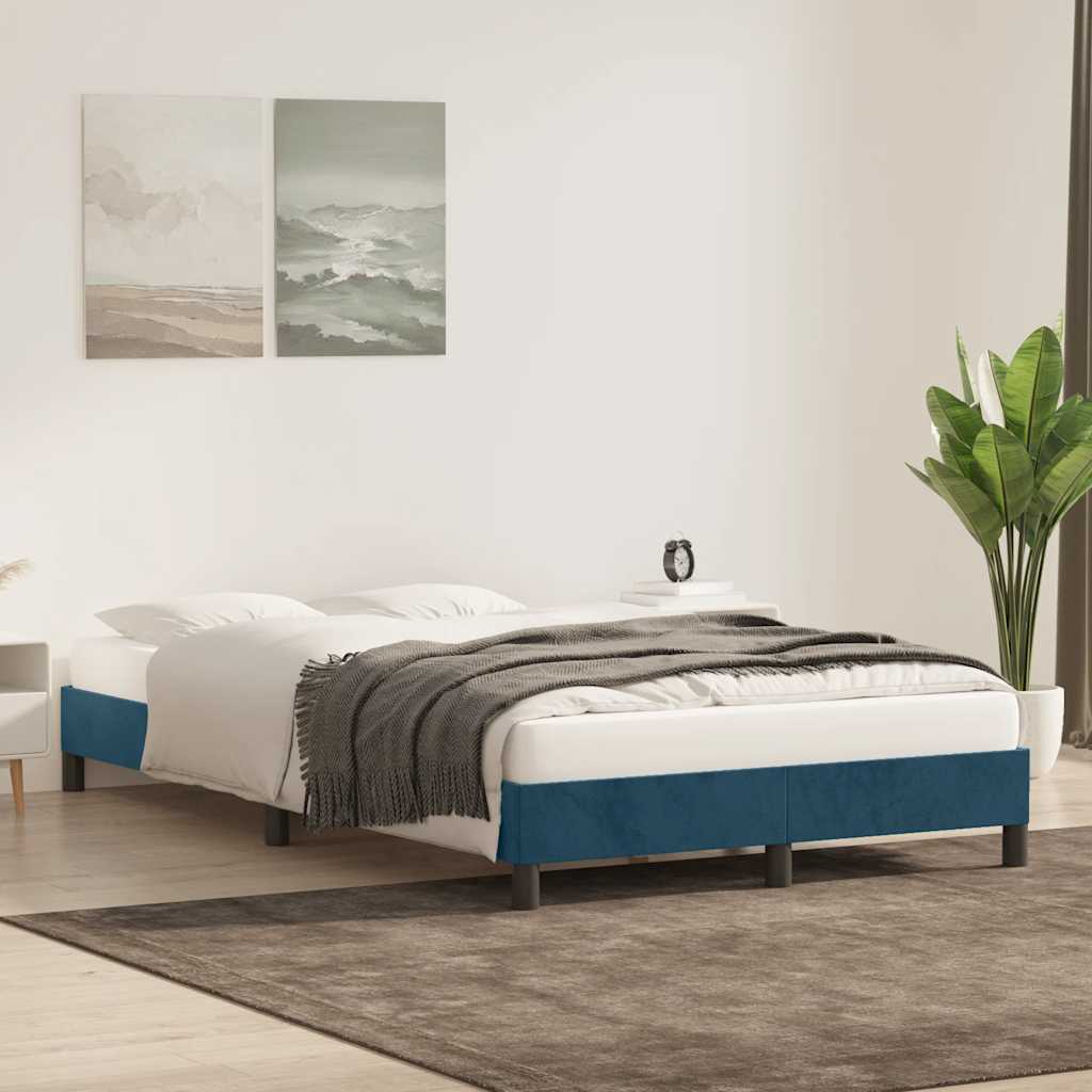 vidaXL Bettgestell ohne Matratze Dunkelblau 120x210 cm Samt
