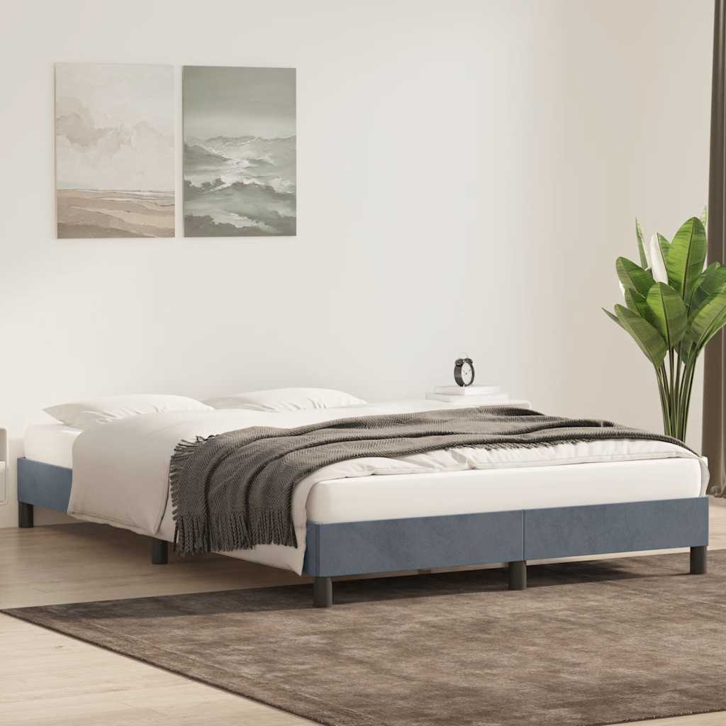 vidaXL Bettgestell ohne Matratze Dunkelgrau 140x210 cm Samt