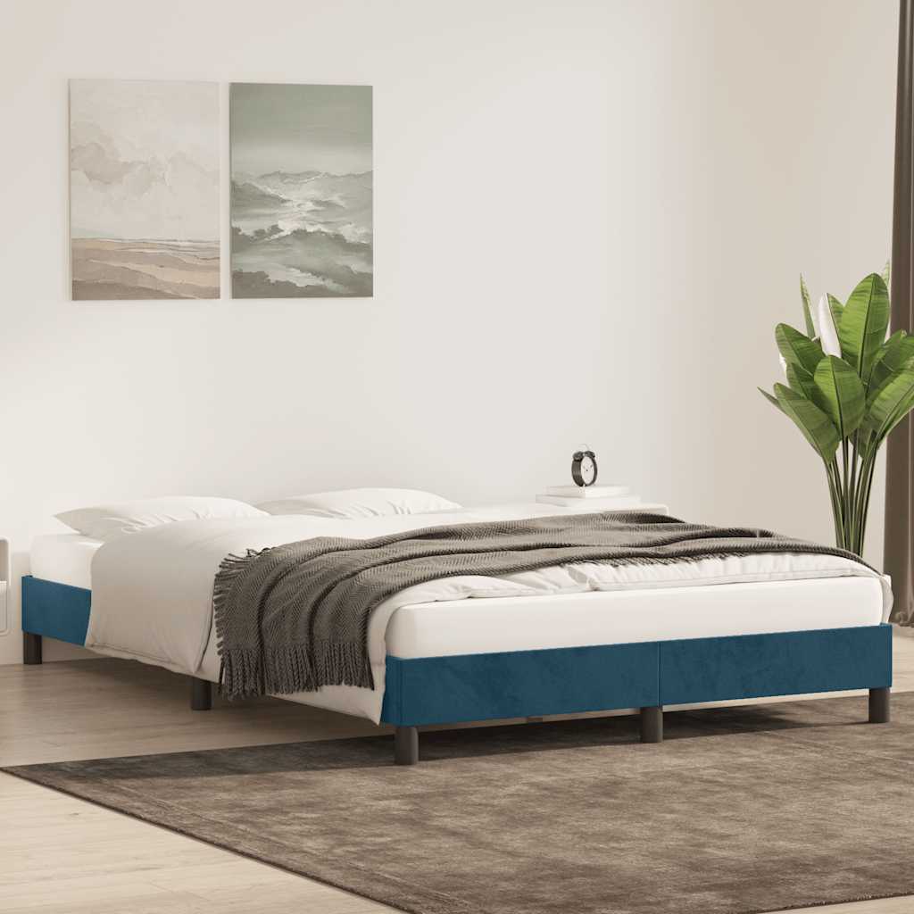 vidaXL Bettgestell ohne Matratze Dunkelblau 160x210 cm Samt