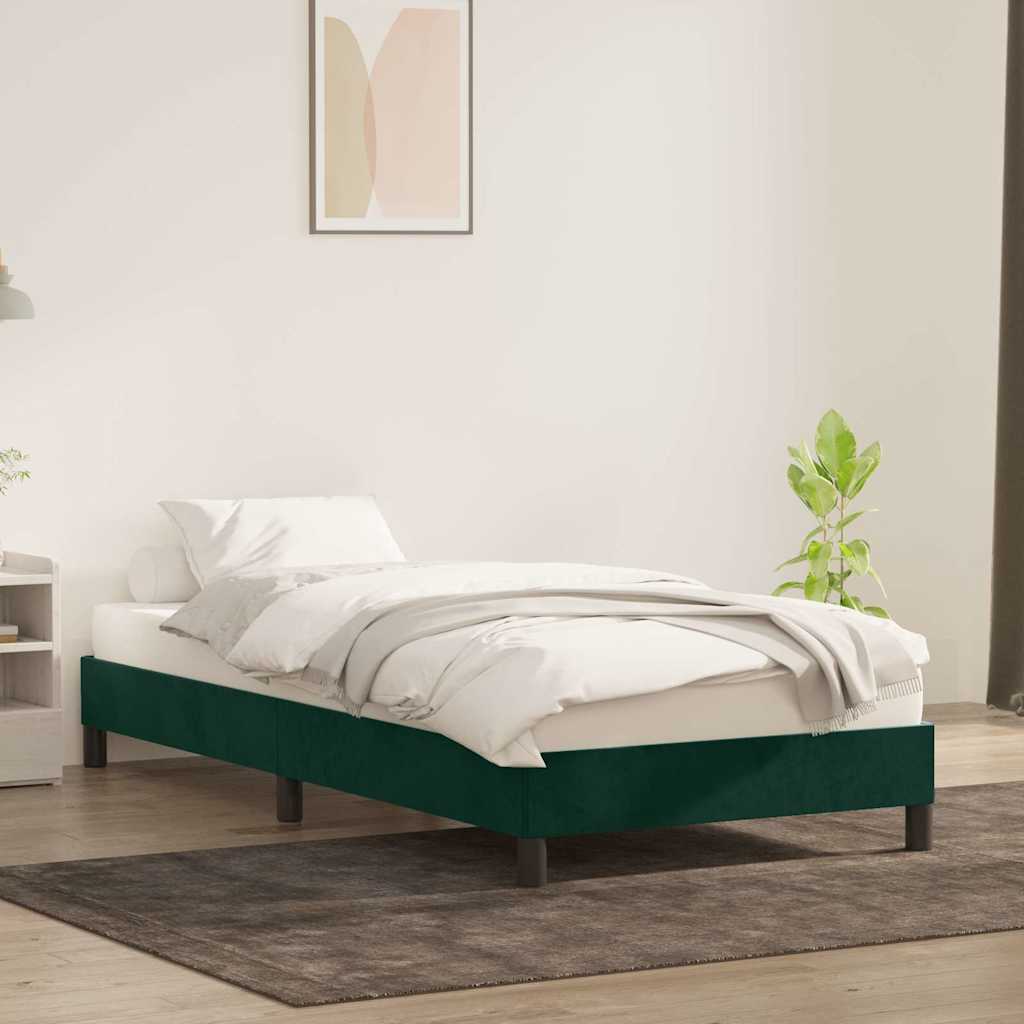 vidaXL Bettgestell ohne Matratze Dunkelgrün 90x220 cm Samt