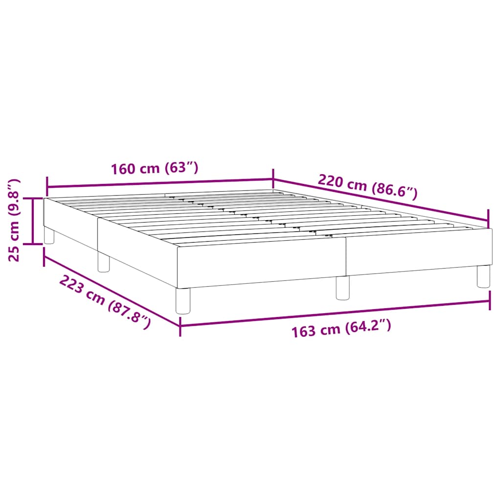 vidaXL Bettgestell ohne Matratze Dunkelgrau 160x220 cm Samt