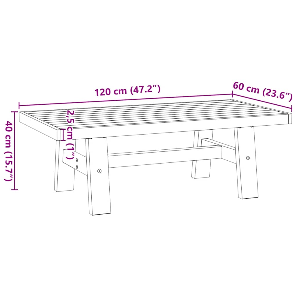 vidaXL Table basse NOAIN pieds en A 120x60x40 cm Pin massif