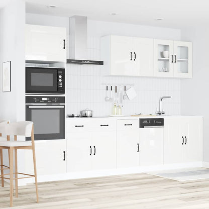 vidaXL 7-tlg. Küchenschrank-Set Kalmar Hochglanz-Weiß Holzwerkstoff
