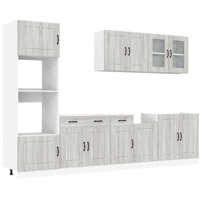 vidaXL 7-tlg. Küchenschrank-Set Kalmar Grau Sonoma Holzwerkstoff