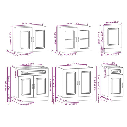 vidaXL 7-tlg. Küchenschrank-Set Kalmar Braun Eichen-Optik Holzwerkstoff