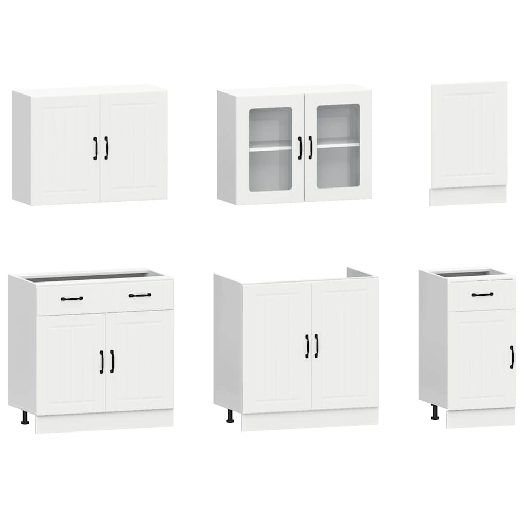 vidaXL 7-tlg. Küchenschrank-Set Kalmar Weiß Holzwerkstoff