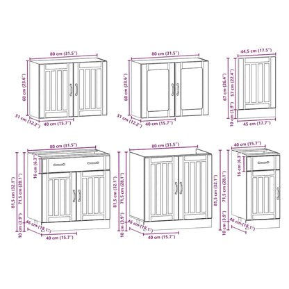 vidaXL 7-tlg. Küchenschrank-Set Kalmar Weiß Holzwerkstoff