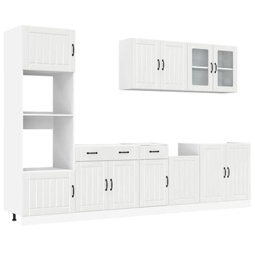 vidaXL Ensemble de 7 meubles de cuisine Lucca Blanc brillant en bois d'ingénierie