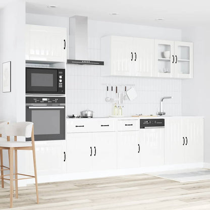 vidaXL Ensemble de 7 meubles de cuisine Lucca Blanc brillant en bois d'ingénierie