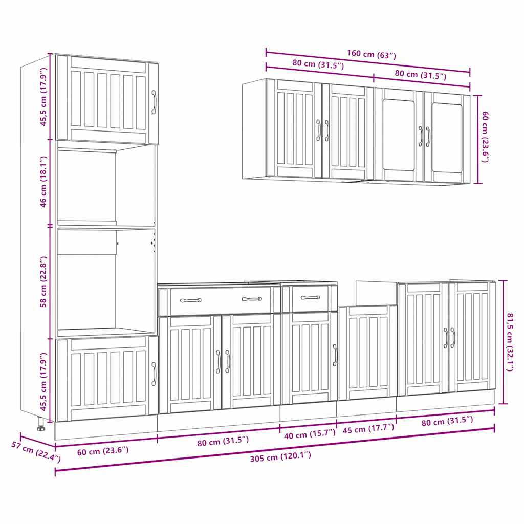 vidaXL Ensemble de 7 meubles de cuisine Lucca Blanc brillant en bois d'ingénierie