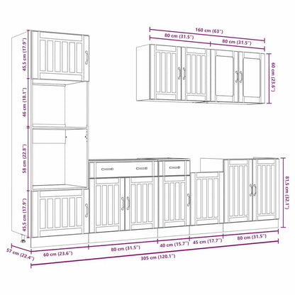 vidaXL Ensemble de 7 meubles de cuisine Lucca Blanc brillant en bois d'ingénierie