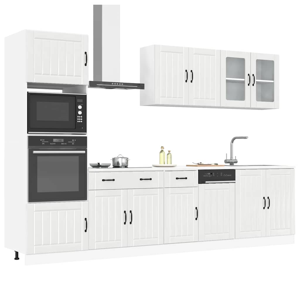 vidaXL Ensemble de 7 meubles de cuisine Lucca Blanc brillant en bois d'ingénierie