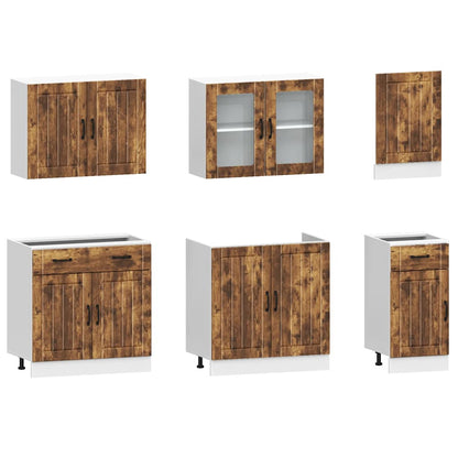 vidaXL Ensemble de 7 meubles de cuisine Lucca Chêne fumé en bois d'ingénierie
