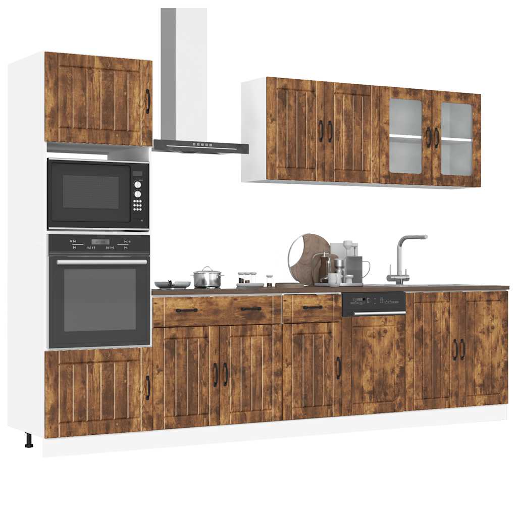 vidaXL Ensemble de 7 meubles de cuisine Lucca Chêne fumé en bois d'ingénierie