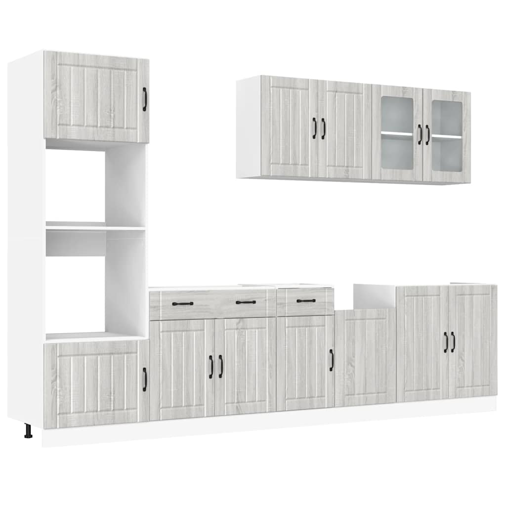 vidaXL 7-tlg. Küchenschrank-Set Kalmar Grau Sonoma Holzwerkstoff