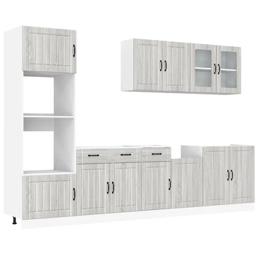 vidaXL 7-tlg. Küchenschrank-Set Kalmar Grau Sonoma Holzwerkstoff