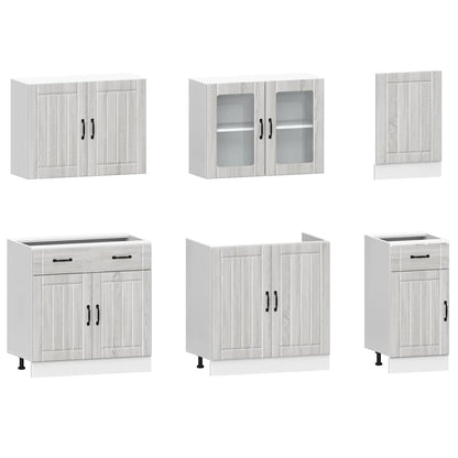 vidaXL 7-tlg. Küchenschrank-Set Kalmar Grau Sonoma Holzwerkstoff