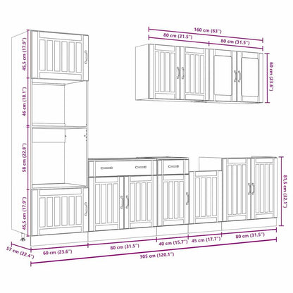 vidaXL 7-tlg. Küchenschrank-Set Kalmar Grau Sonoma Holzwerkstoff