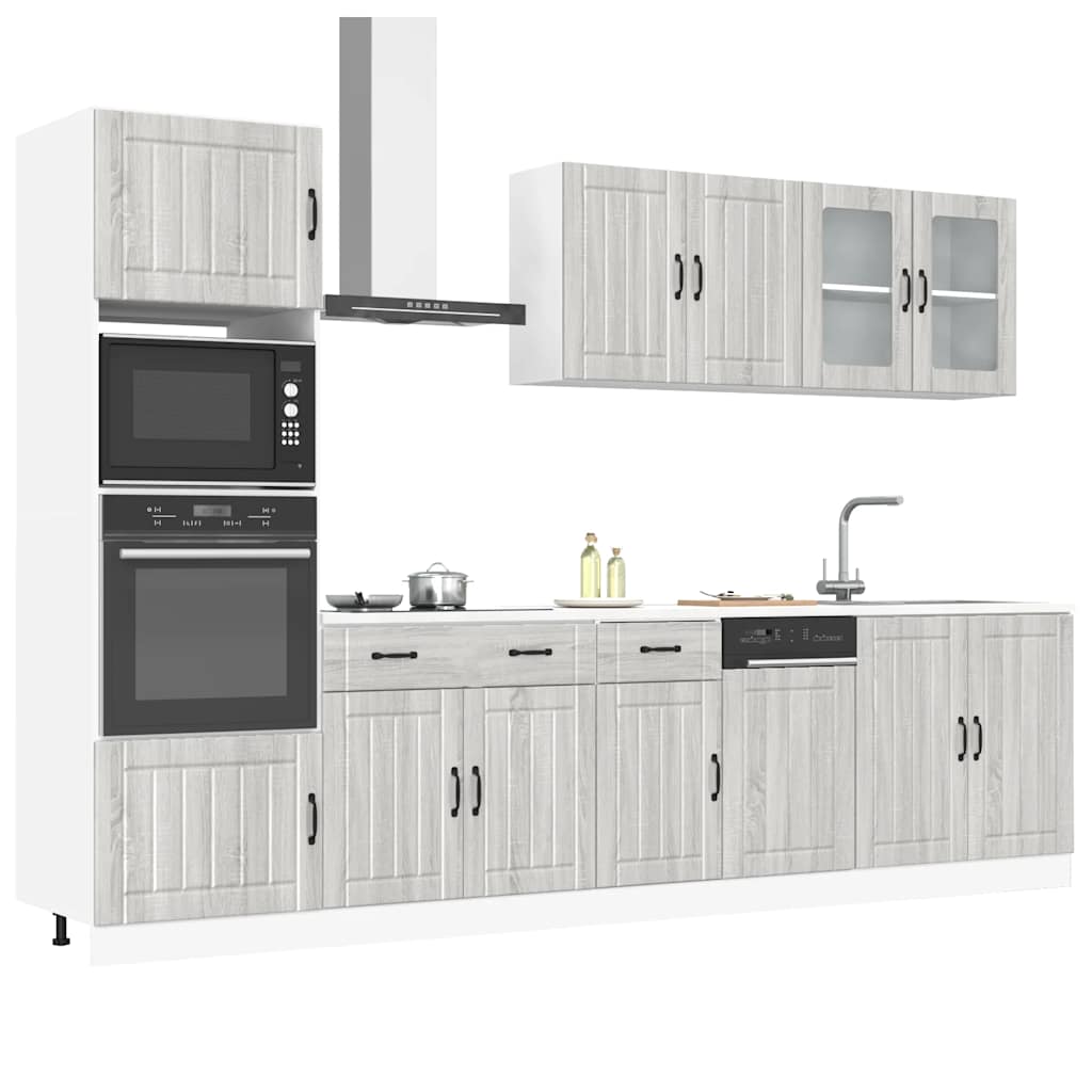 vidaXL 7-tlg. Küchenschrank-Set Kalmar Grau Sonoma Holzwerkstoff