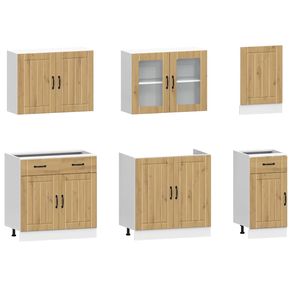 vidaXL Ensemble de 7 meubles de cuisine Kalmar Chêne artisan de couleur bois d'ingénierie
