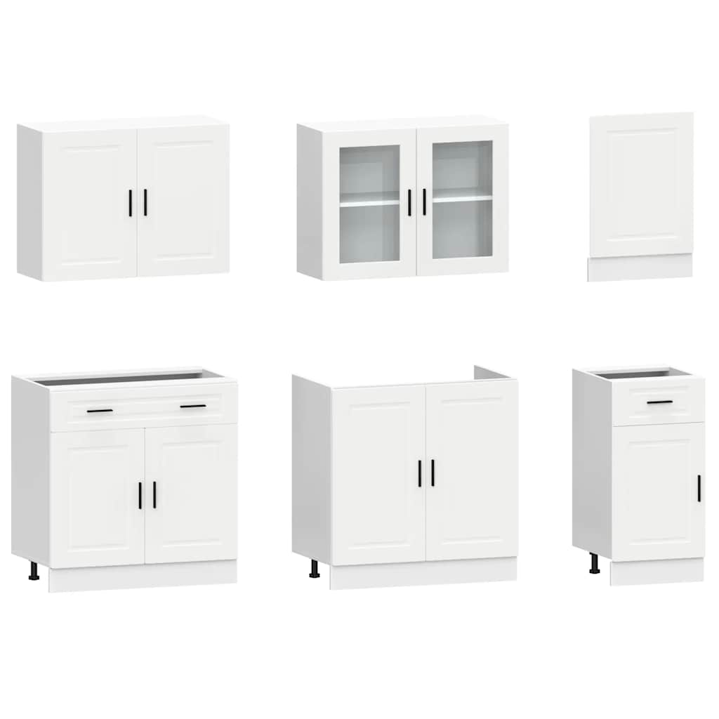 vidaXL 7-tlg. Küchenschrank-Set Porto Weiß Holzwerkstoff
