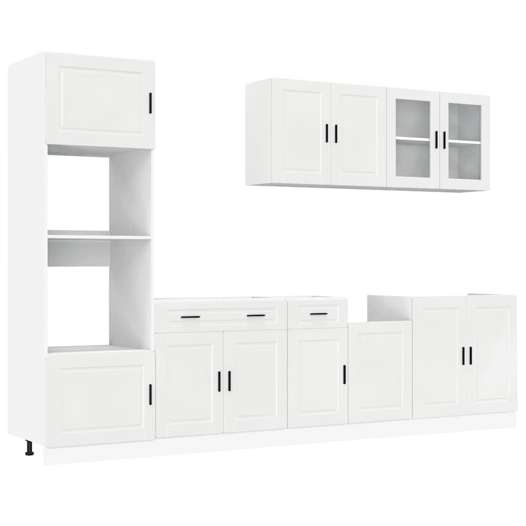 vidaXL 7-tlg. Küchenschrank-Set Kalmar Hochglanz-Weiß Holzwerkstoff
