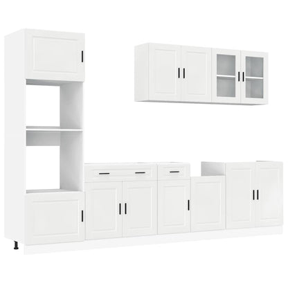 vidaXL 7-tlg. Küchenschrank-Set Kalmar Hochglanz-Weiß Holzwerkstoff