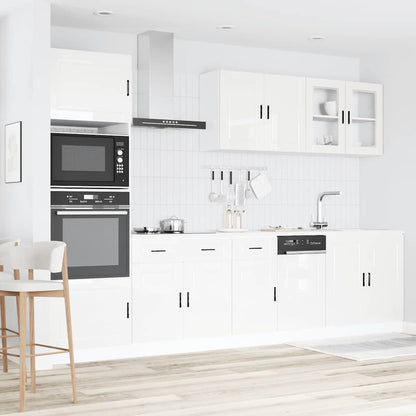 vidaXL 7-tlg. Küchenschrank-Set Kalmar Hochglanz-Weiß Holzwerkstoff