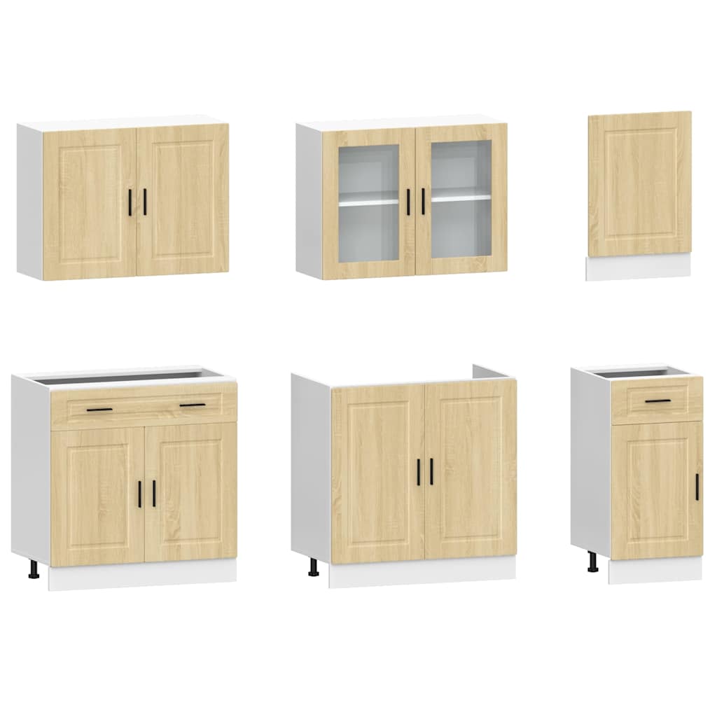 vidaXL 7-tlg. Küchenschrank-Set Porto Sonoma-Eiche Holzwerkstoff