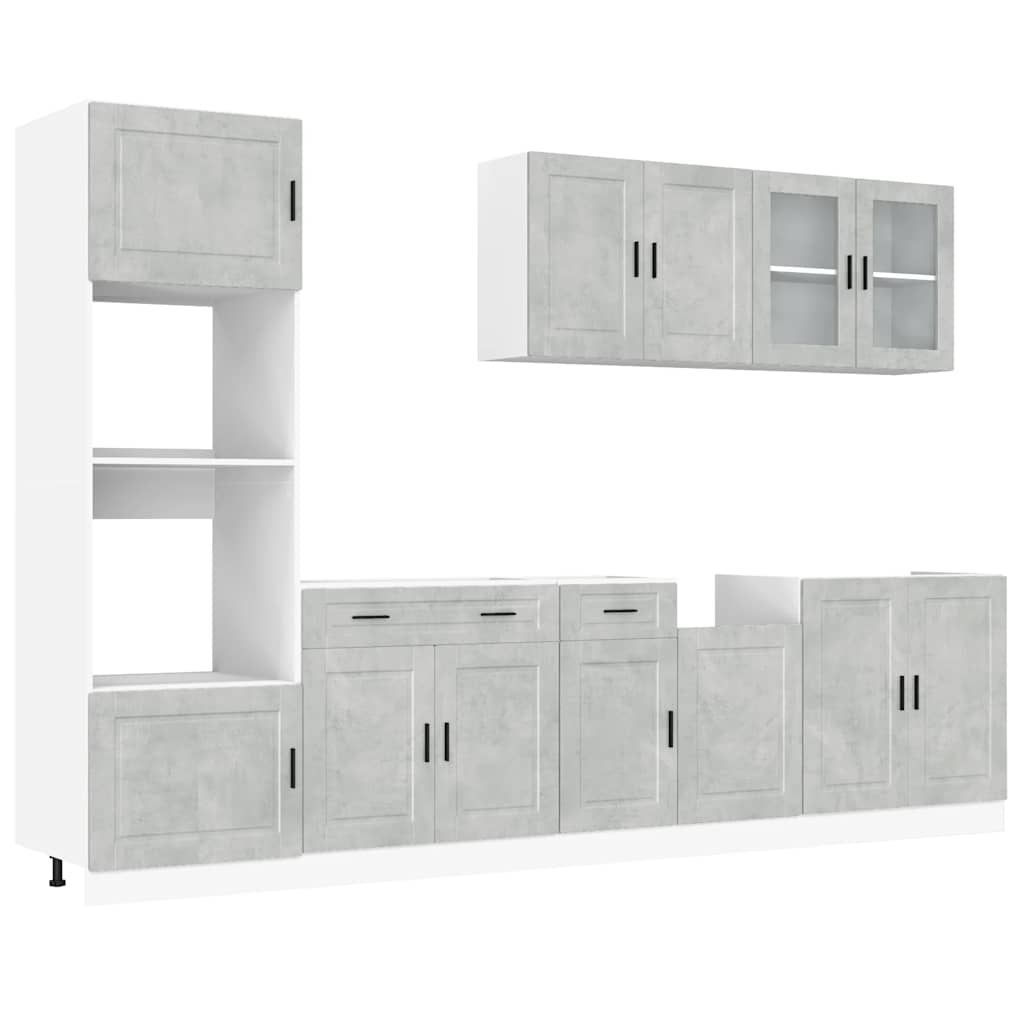 vidaXL 7-tlg. Küchenschrank-Set Kalmar Betongrau Holzwerkstoff