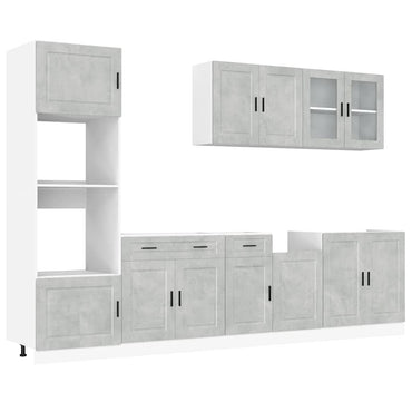 vidaXL 7-tlg. Küchenschrank-Set Kalmar Betongrau Holzwerkstoff