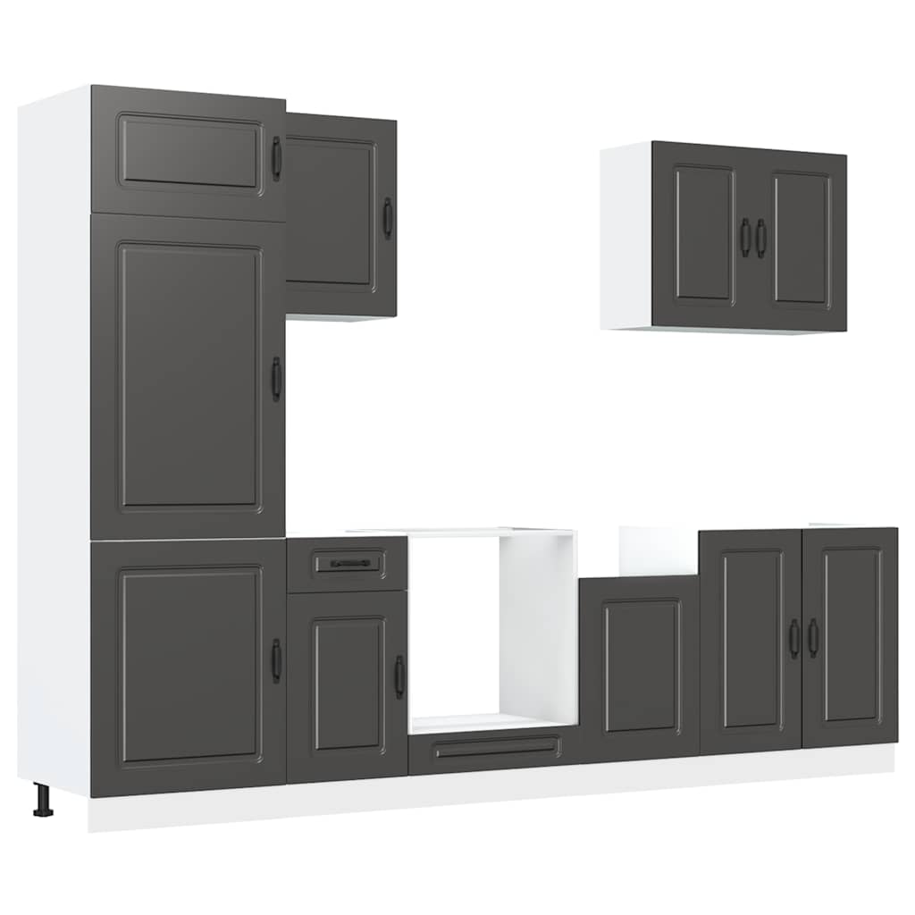 vidaXL 7-tlg. Küchenschrank-Set Kalmar Schwarz Holzwerkstoff
