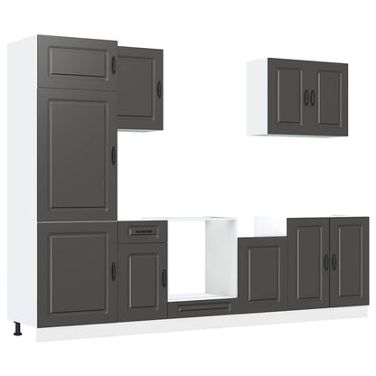 vidaXL 7-tlg. Küchenschrank-Set Kalmar Schwarz Holzwerkstoff