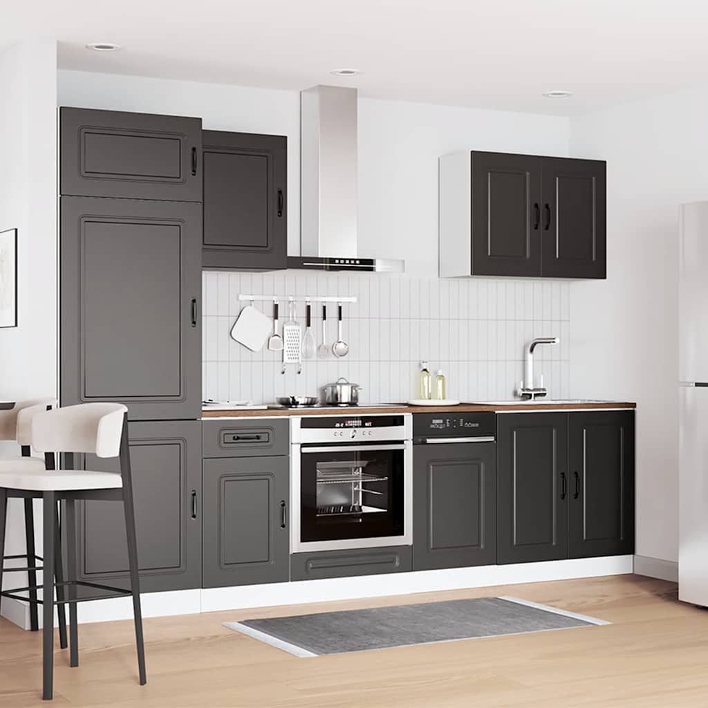 vidaXL 7-tlg. Küchenschrank-Set Kalmar Schwarz Holzwerkstoff