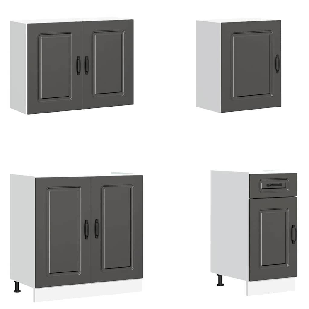 vidaXL 7-tlg. Küchenschrank-Set Kalmar Schwarz Holzwerkstoff