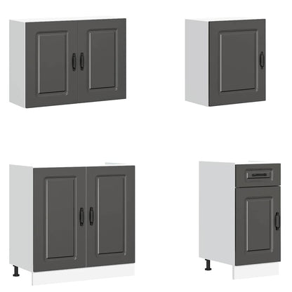 vidaXL 7-tlg. Küchenschrank-Set Kalmar Schwarz Holzwerkstoff
