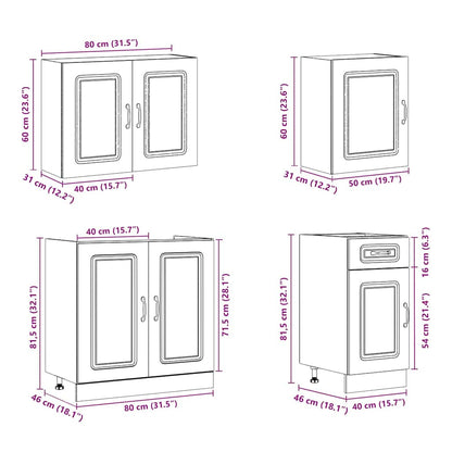 vidaXL 7-tlg. Küchenschrank-Set Kalmar Schwarz Holzwerkstoff