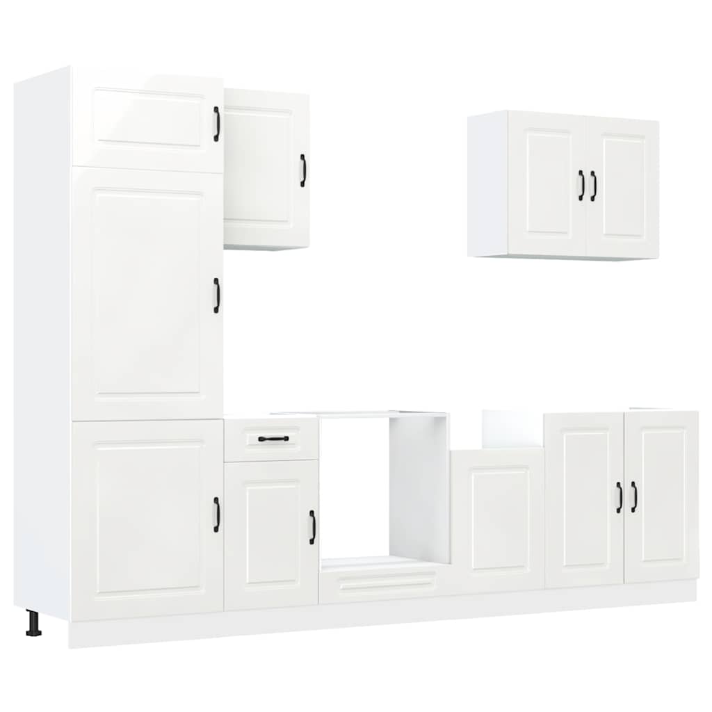 vidaXL Ensemble de 7 meubles de cuisine Kalmar Blanc brillant Aggloméré