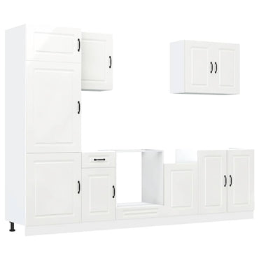 vidaXL Ensemble de 7 meubles de cuisine Kalmar Blanc brillant Aggloméré