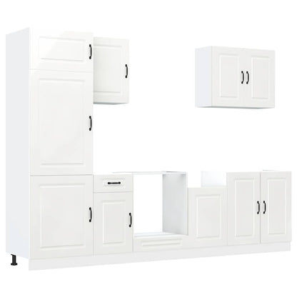 vidaXL Ensemble de 7 meubles de cuisine Kalmar Blanc brillant Aggloméré