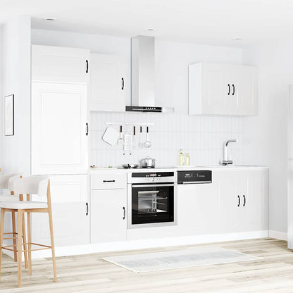 vidaXL Ensemble de 7 meubles de cuisine Kalmar Blanc brillant Aggloméré